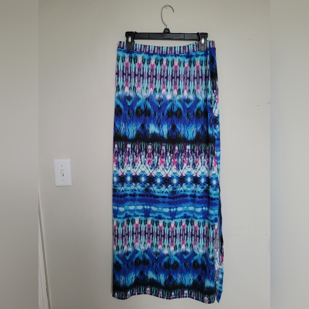 Blue and Pink Patterned Skirt